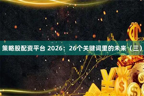 策略股配资平台 2026：26个关键词里的未来（三）