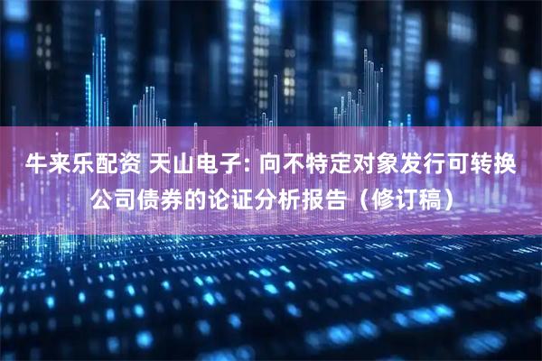 牛来乐配资 天山电子: 向不特定对象发行可转换公司债券的论证分析报告（修订稿）